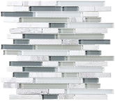 Bliss Iceland Marble and Glass Linear Mosaic Wall Tiles for Kitchen Backsplash or Bathroom Walls (Box of 10 Sheets)